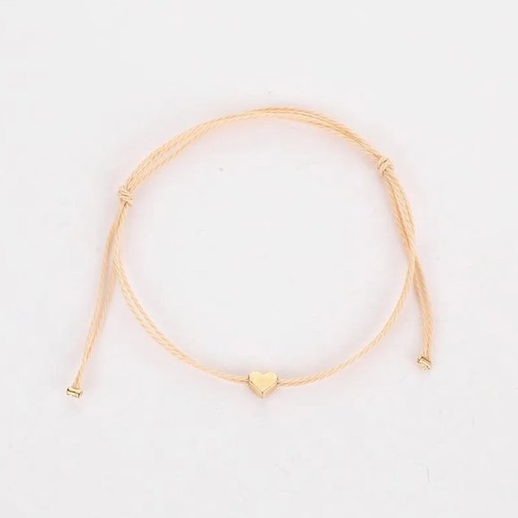 Minimalist Gold Heart Adjustable Slip Knot Rope Bracelet NEW - Picture 4 of 6